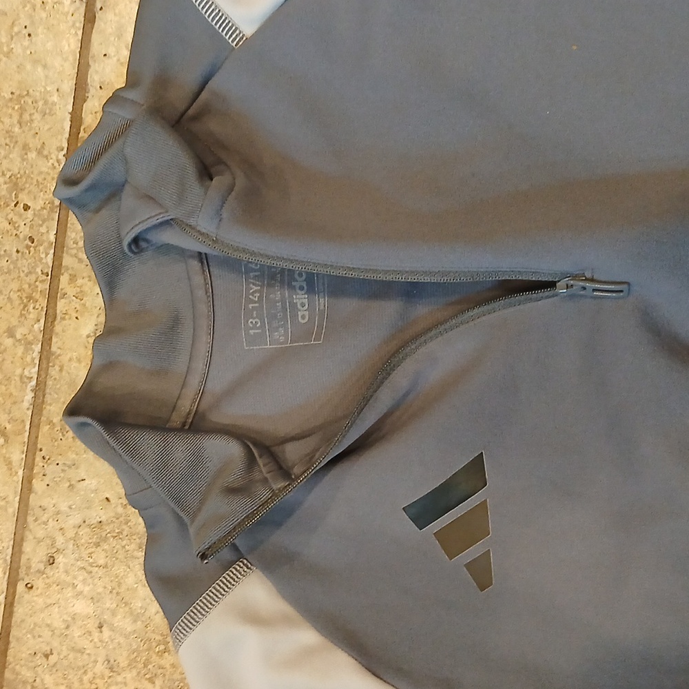 Adidas Condivo 21 Youth Sz L 13-14 Training Blue Gray 1/4 Zip Top Pullover Shirt - Picture 6 of 7